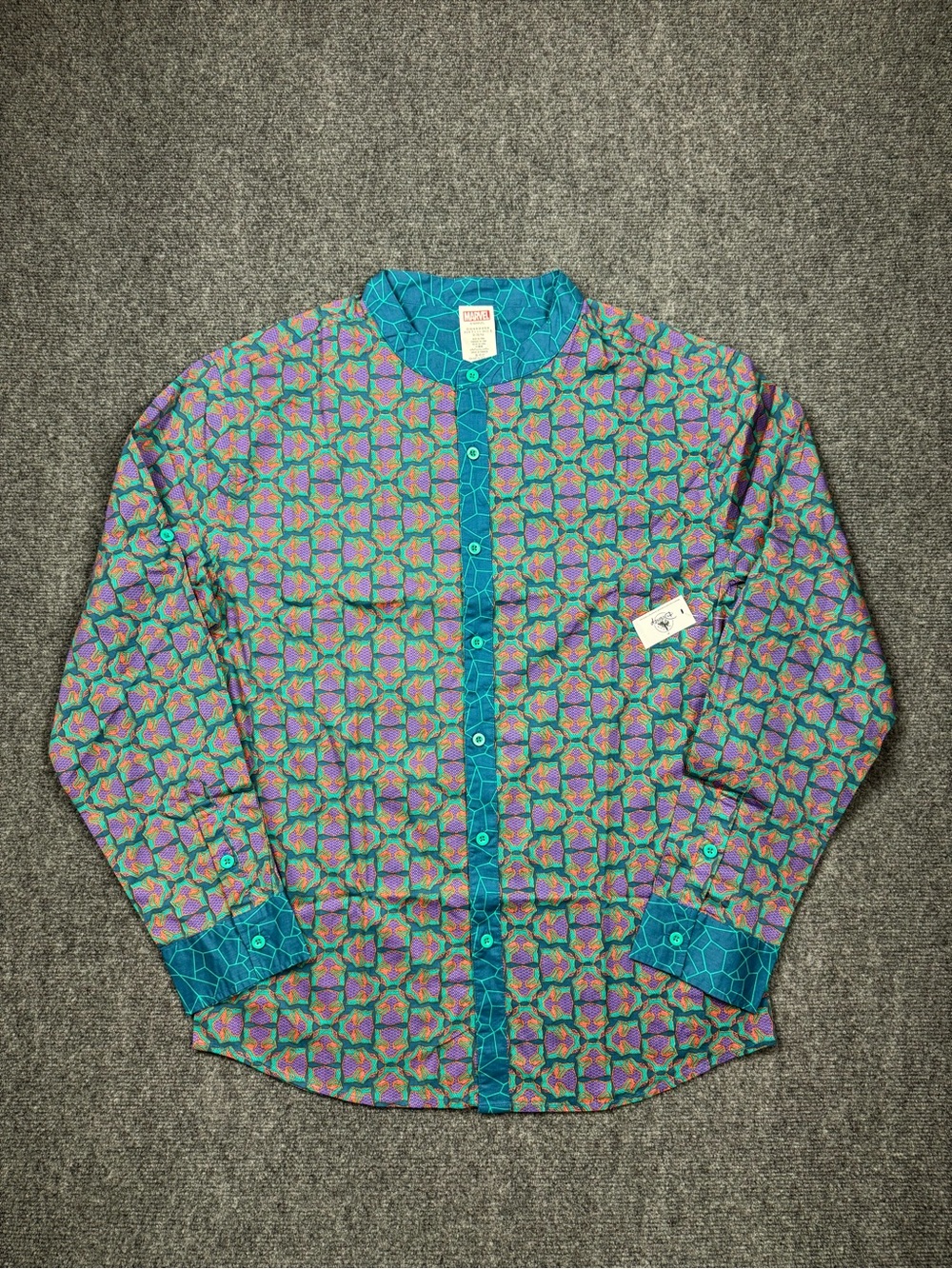 Disney Parks Marvel Black‎ Panther Wakanda Forever Button Up Shirt Men's Medium